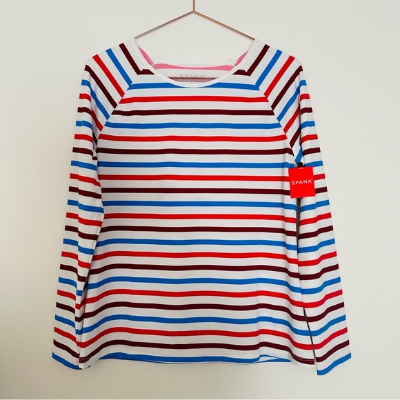 New Spanx Long Sleeve Swim Shirt Striped - Picture 6 of 10